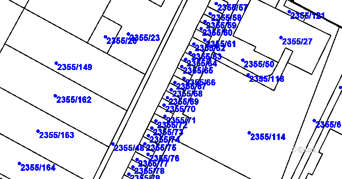 Parcela st. 2355/68 v KÚ Litoměřice, Katastrální mapa