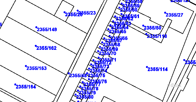 Parcela st. 2355/70 v KÚ Litoměřice, Katastrální mapa