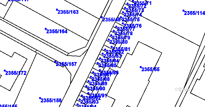 Parcela st. 2355/83 v KÚ Litoměřice, Katastrální mapa