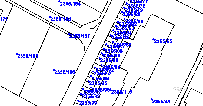 Parcela st. 2355/89 v KÚ Litoměřice, Katastrální mapa