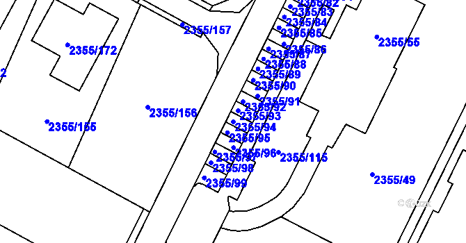 Parcela st. 2355/94 v KÚ Litoměřice, Katastrální mapa