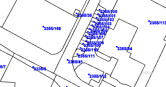 Parcela st. 2355/109 v KÚ Litoměřice, Katastrální mapa