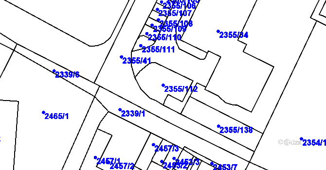 Parcela st. 2355/112 v KÚ Litoměřice, Katastrální mapa