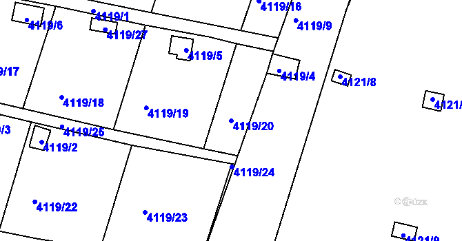 Parcela st. 4119/20 v KÚ Litoměřice, Katastrální mapa