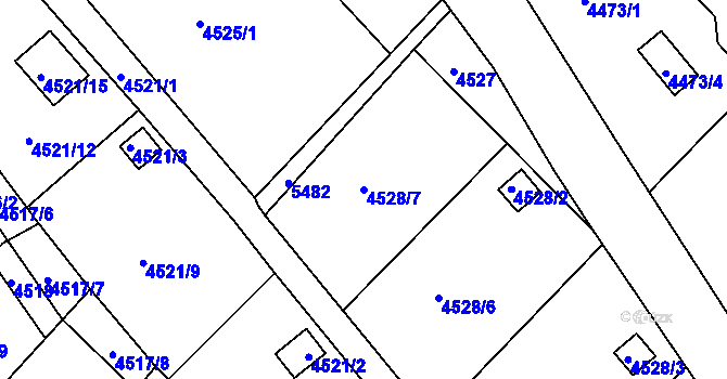 Parcela st. 4528/7 v KÚ Litoměřice, Katastrální mapa