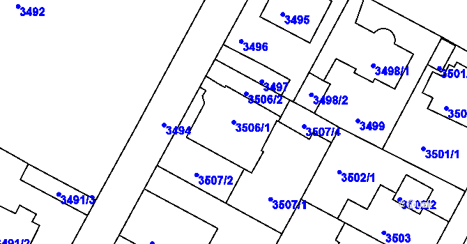 Parcela st. 3506/1 v KÚ Litoměřice, Katastrální mapa