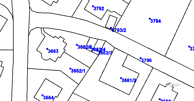 Parcela st. 3662/3 v KÚ Litoměřice, Katastrální mapa