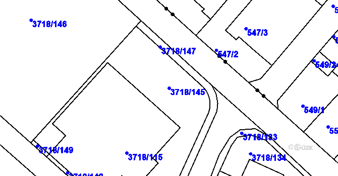 Parcela st. 3718/145 v KÚ Litoměřice, Katastrální mapa