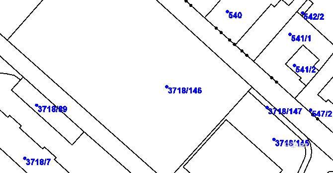Parcela st. 3718/146 v KÚ Litoměřice, Katastrální mapa