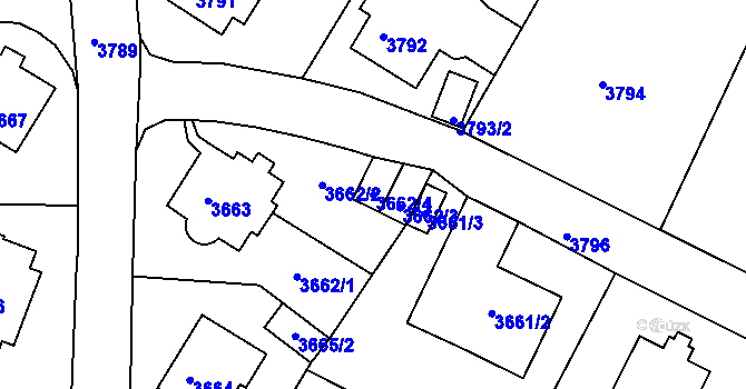 Parcela st. 3662/4 v KÚ Litoměřice, Katastrální mapa