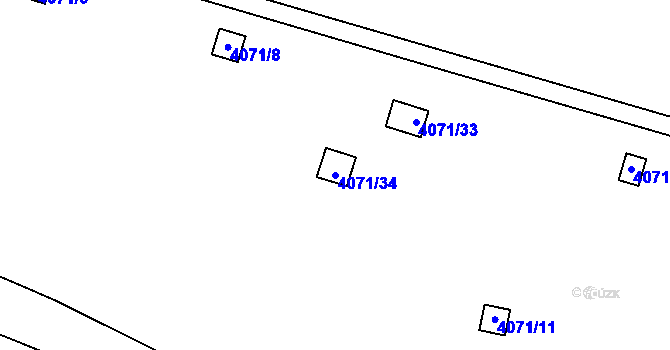 Parcela st. 4071/34 v KÚ Litoměřice, Katastrální mapa