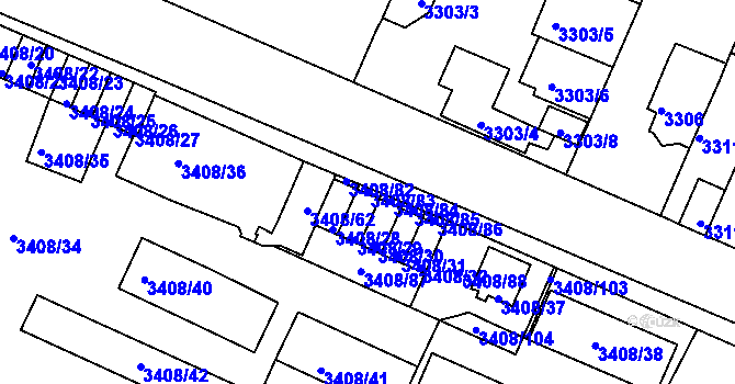 Parcela st. 3408/83 v KÚ Litoměřice, Katastrální mapa
