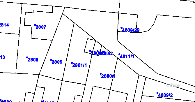 Parcela st. 2800/2 v KÚ Litoměřice, Katastrální mapa