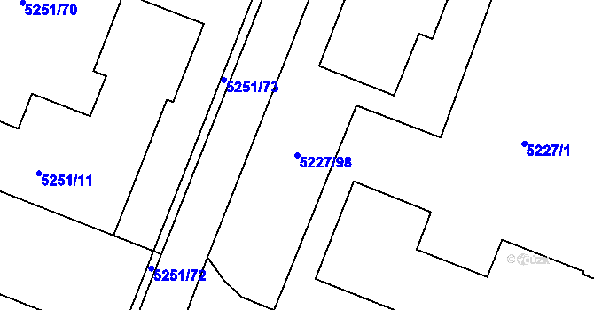 Parcela st. 5227/98 v KÚ Litoměřice, Katastrální mapa