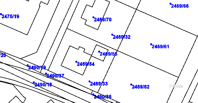 Parcela st. 2469/55 v KÚ Litoměřice, Katastrální mapa