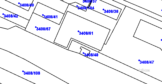 Parcela st. 3408/90 v KÚ Litoměřice, Katastrální mapa