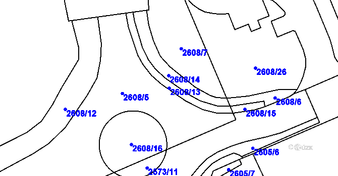 Parcela st. 2608/13 v KÚ Litoměřice, Katastrální mapa