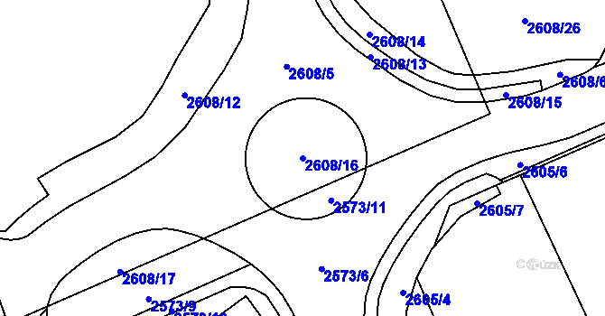 Parcela st. 2608/16 v KÚ Litoměřice, Katastrální mapa