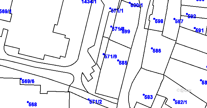 Parcela st. 571/9 v KÚ Litoměřice, Katastrální mapa