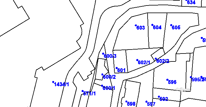 Parcela st. 600/3 v KÚ Litoměřice, Katastrální mapa