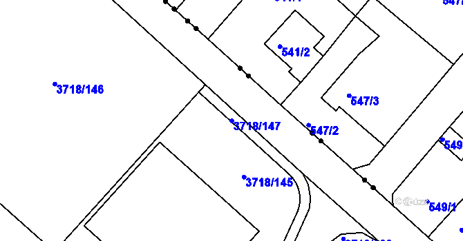 Parcela st. 3718/147 v KÚ Litoměřice, Katastrální mapa