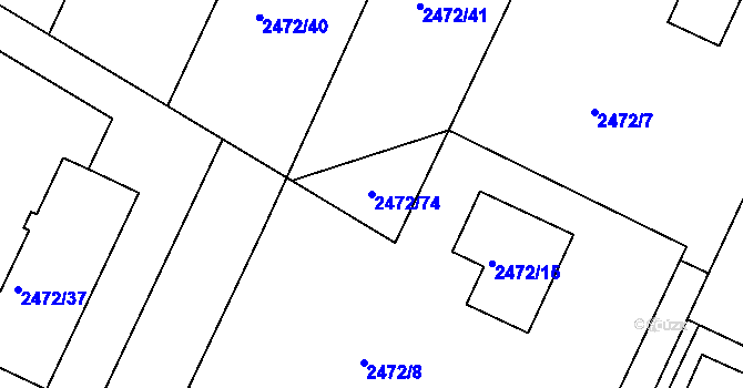 Parcela st. 2472/74 v KÚ Litoměřice, Katastrální mapa