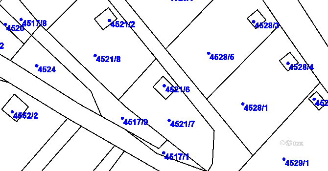 Parcela st. 4521/6 v KÚ Litoměřice, Katastrální mapa
