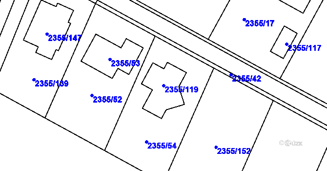 Parcela st. 2355/119 v KÚ Litoměřice, Katastrální mapa