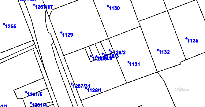 Parcela st. 1128/3 v KÚ Litoměřice, Katastrální mapa