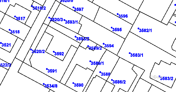 Parcela st. 3589/2 v KÚ Litoměřice, Katastrální mapa