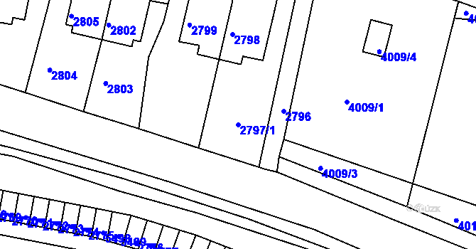 Parcela st. 2797/1 v KÚ Litoměřice, Katastrální mapa