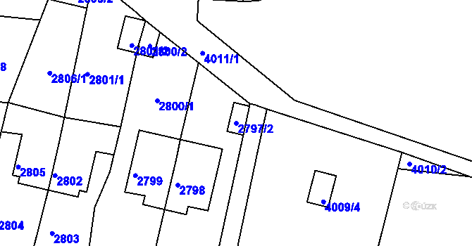 Parcela st. 2797/2 v KÚ Litoměřice, Katastrální mapa