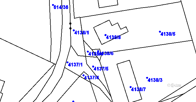 Parcela st. 4138/6 v KÚ Litoměřice, Katastrální mapa