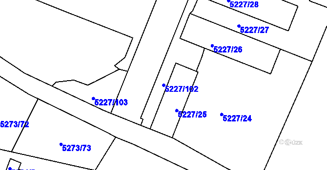 Parcela st. 5227/102 v KÚ Litoměřice, Katastrální mapa