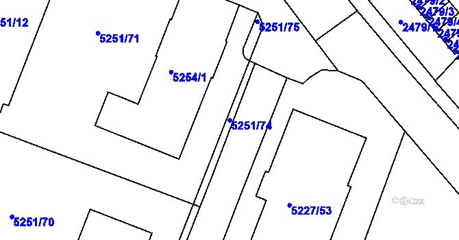 Parcela st. 5251/74 v KÚ Litoměřice, Katastrální mapa