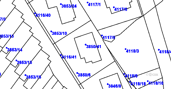 Parcela st. 3850/41 v KÚ Litoměřice, Katastrální mapa