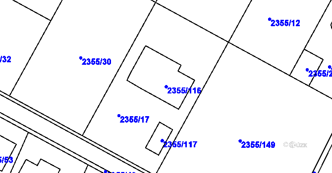 Parcela st. 2355/116 v KÚ Litoměřice, Katastrální mapa