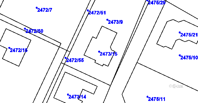 Parcela st. 2473/15 v KÚ Litoměřice, Katastrální mapa