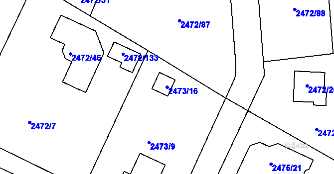 Parcela st. 2473/16 v KÚ Litoměřice, Katastrální mapa