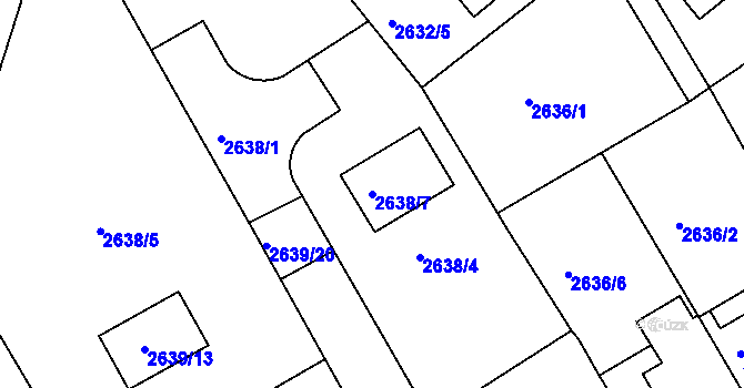 Parcela st. 2638/7 v KÚ Litoměřice, Katastrální mapa
