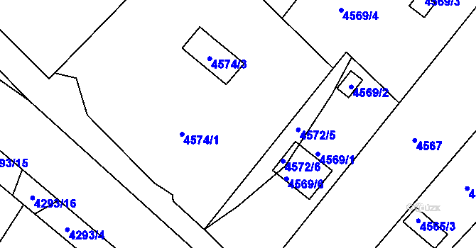 Parcela st. 4572/4 v KÚ Litoměřice, Katastrální mapa