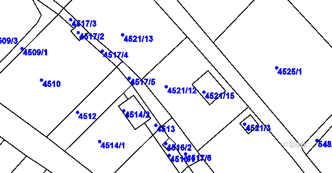 Parcela st. 4521/12 v KÚ Litoměřice, Katastrální mapa