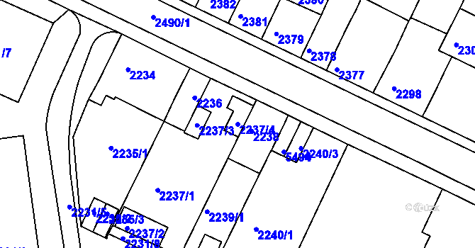 Parcela st. 2237/4 v KÚ Litoměřice, Katastrální mapa