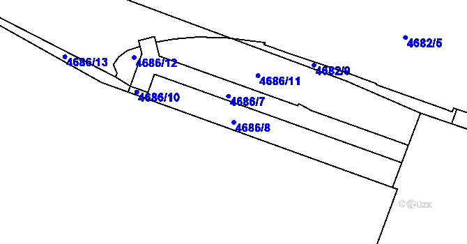 Parcela st. 4686/8 v KÚ Litoměřice, Katastrální mapa