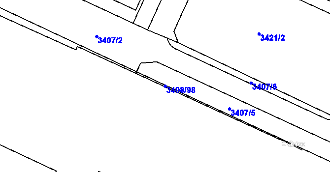 Parcela st. 3408/98 v KÚ Litoměřice, Katastrální mapa
