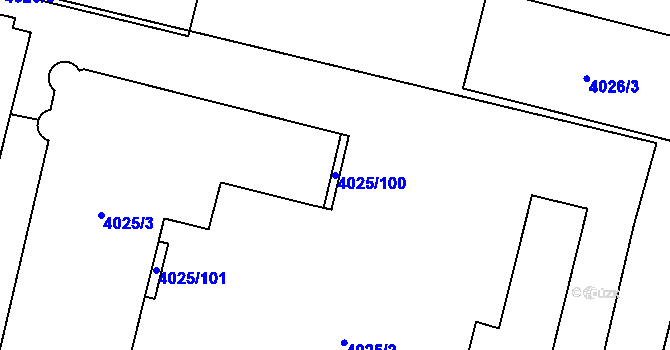 Parcela st. 4025/100 v KÚ Litoměřice, Katastrální mapa