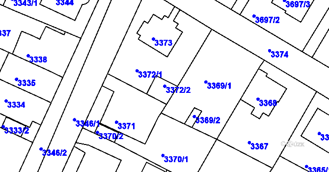 Parcela st. 3372/2 v KÚ Litoměřice, Katastrální mapa