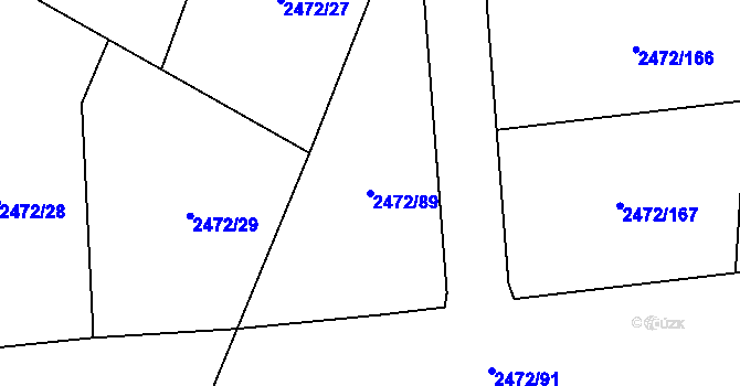 Parcela st. 2472/89 v KÚ Litoměřice, Katastrální mapa