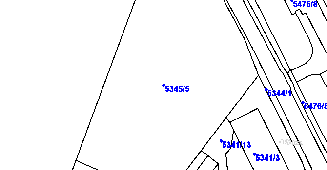 Parcela st. 5345/5 v KÚ Litoměřice, Katastrální mapa