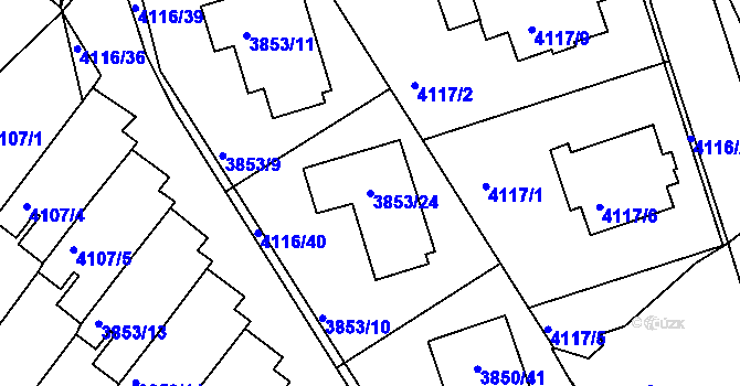 Parcela st. 3853/24 v KÚ Litoměřice, Katastrální mapa